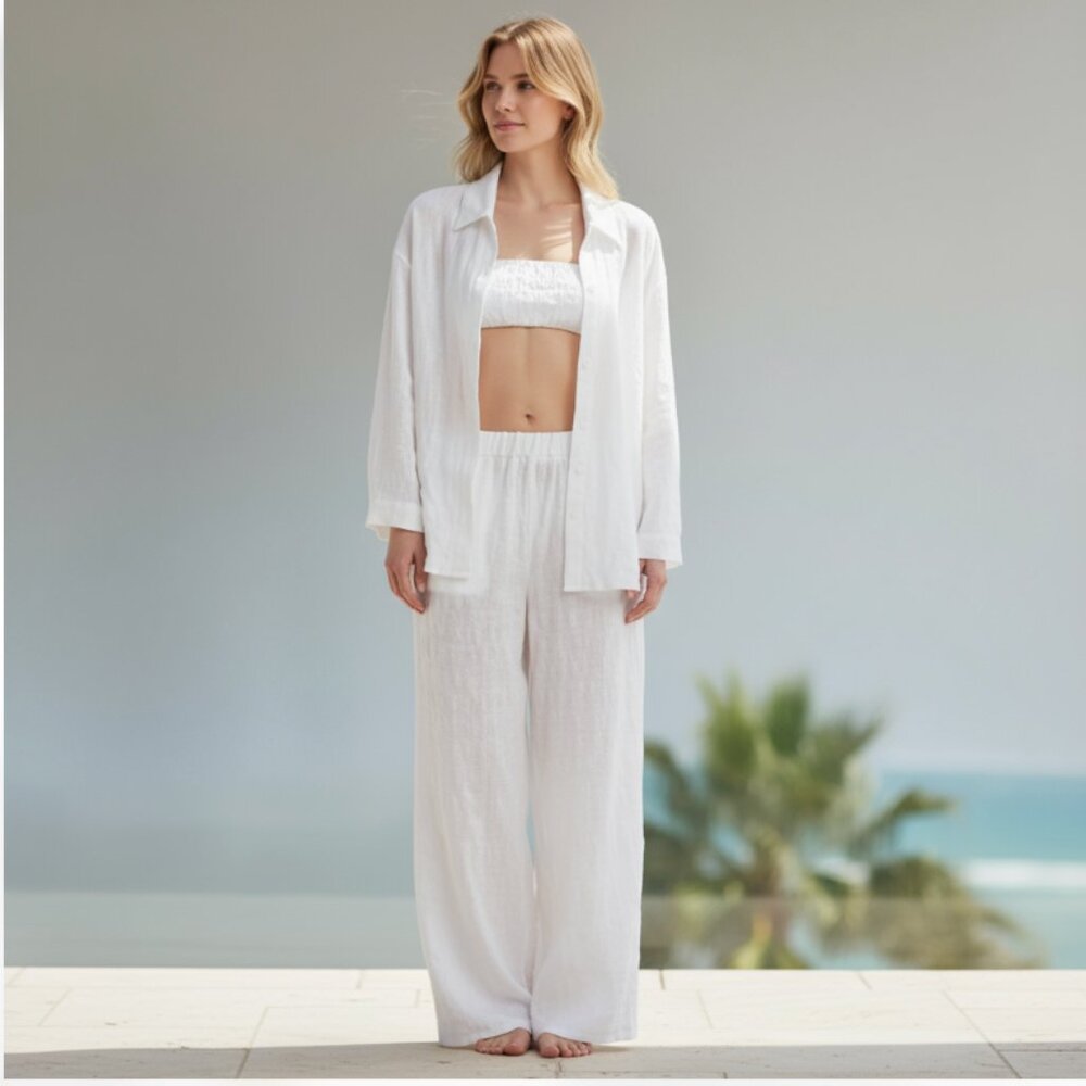 NWT NORDSTROM RACK 2-Piece Crinkle Cover-Up Set X-Large, WHITE
